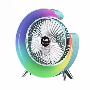 Portable USB Fan Rechargeable LED 7 Colors 180°Adjustable