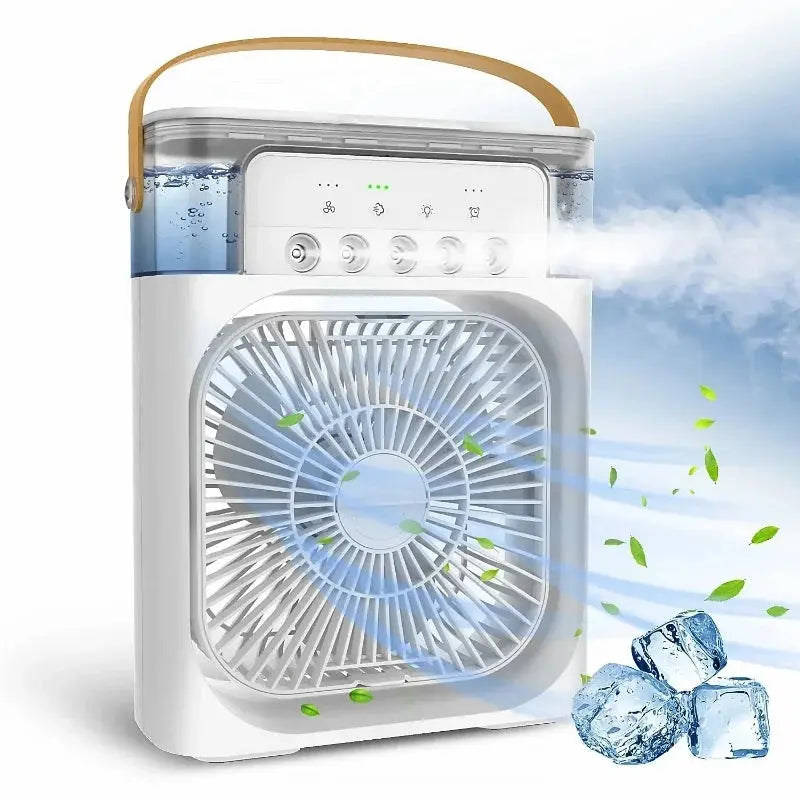 3 In 1 Mist Fan Cooler LED Light Portable Humidifier E-mart