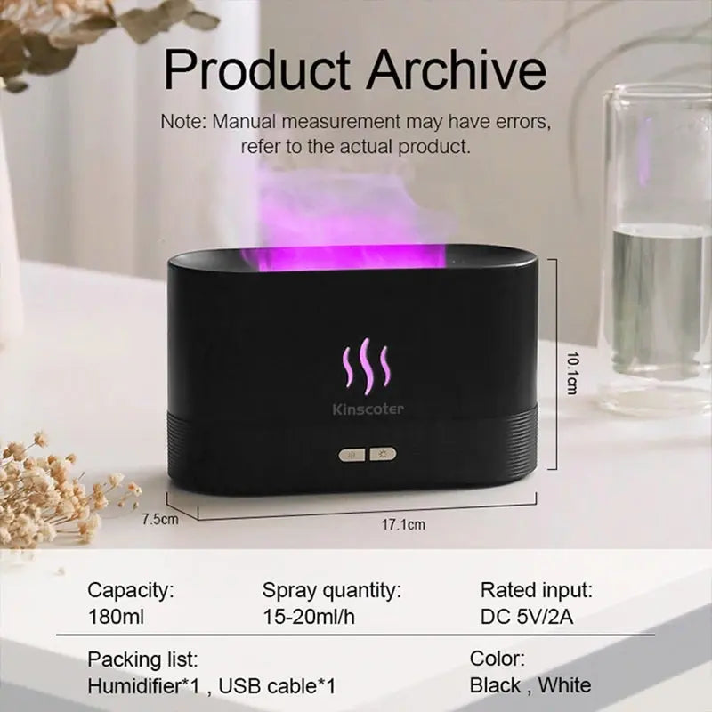 Ultrasonic Air Humidifier With Colorful Flame E-mart